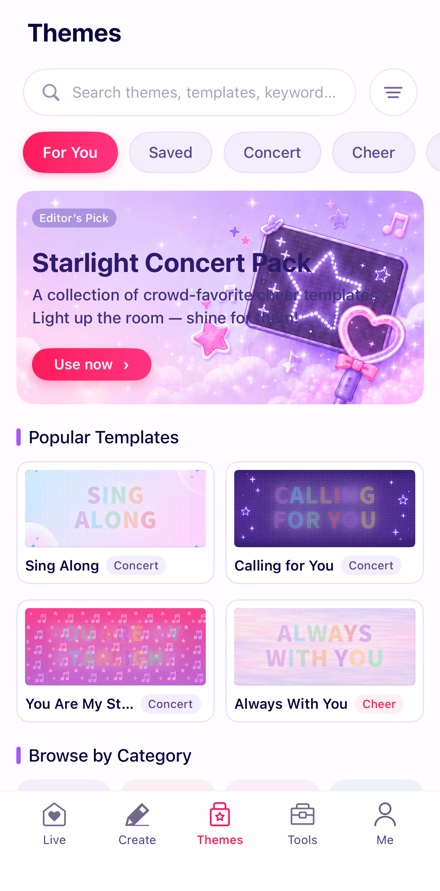Themes — ready-made packs